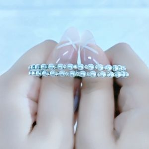 SO SEOUL Quinn Pearl in White Double Row Austrian Crystal Circle Spiral Adjustable Open-End Bangle