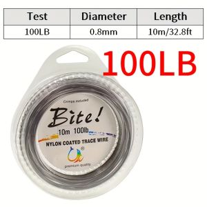 Dây Câu Cá Bằng Thép Không Gỉ Bện 32.8ft 7 Sợi Phủ Nylon Dùng Cho Mồi Câu Jigging Lực Kéo 5lb-200lb Dùng Cho Biển Sông Hồ