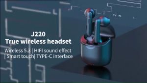 J220 หูฟังบลูทูธไร้สาย กันน้ำ ตัดเสียงรบกวน แพลตฟอร์มมือสมาร์ท บรรจุภัณฑ์ส่งออร์เดจ