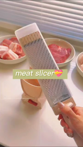One for All Miniature Manual Stainless Steel Fresh Meat Cutter Chopper for Meat Slicing Strips Dices for Home Kitchen