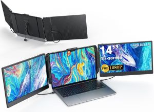 OFIYAA S2 Ultra Slim 14" Triple Laptop Screen Extender FHD 1080P IPS Dual Portable Monitor for LaptopType-C Travel Laptop Monitor Extender with KickstandPlug and Play with Windows/Mac/Linux/PS5