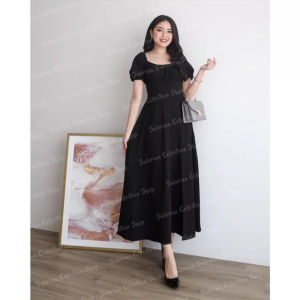 Reena Dress Sabrina Big Size Baju Wanita Korean Style Terbaru Gaun Casual Panjang Murah Pesta 2024