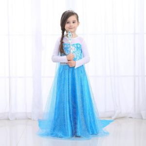 Frozen Princess Elsa Dress for Kids Girls Birthday Costume Cosplay Elsa Dress Custome Princess Girls Frozen Costumes Girls Frozen Princess Queen Cosplay Halloween Costume Party Dress 4-10 Years old