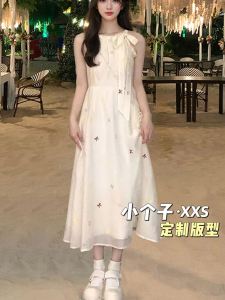 150 Little Sized Man Seaside Vacation Fairy Skirt Waist-Tight Slim Looking French Floral Halter Spaghetti Straps Dress Female Summer