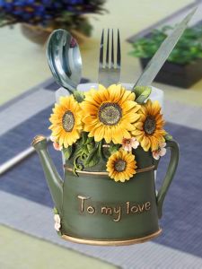 European Style Country Sunflower Knife Fork Drainage Chopsticks Storage Box Creative Kitchen Utensils Toothbrush Holder