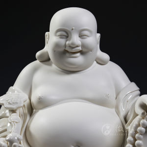 Dehua Ceramic White Porcelain Buddha Statue Home Decor Living Room Decor Big Belly Maitreya Buddha Figurine Handmade Craft