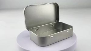Metal Rectangular Empty Mini Tin Box Tinplate Push Candy Pill Cases Bins Jar Hinged Containers Small Organizer Storage Box