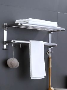 XinKunLong K8735 Bathroom Towel Rack Foldable Shelf 304 Stainless Steel Balcony Storage Rack（50cm）