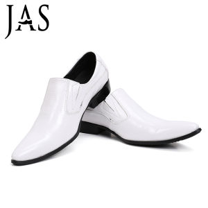 Korean Style Mens Leather Shoes Pointed Toe Casual Fashion Wedding Shoes Leather Material Comfortable Breathable for Youth