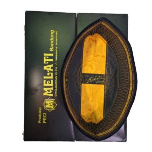 Peci Songkok Melati Kopiah Hitam Polos Non AC Motif SM Plat Kuning Tanpa Kertas