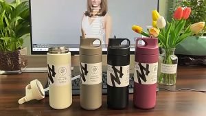Elizabeth Thermos Water Bottle With Straw 550ml 304 Stainless Steel Vacuum Insulated Tumbler with Handle Botol Air Panas