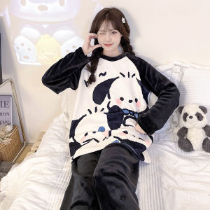 Pacha Dog Coral Fleece Sleepwear Womens Thickened Winter Pyjamas High School Students 12 Years Old Girls Home Clothes