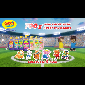 [Bundle of 3] CARRIE JUNIOR Hair & Body Wash - Melon Yoghurt (700g) [Free Toy] Moisturising Skin | Kids Shower