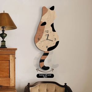 YIYUXUAN | Vintage French Style Creative Silent Cat Theme Wall Clock