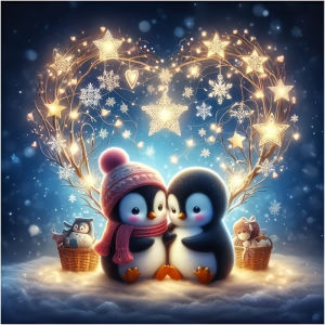 Bộ Tranh Thêu Kim Cương 5D HUACAN Penguin Tranh Khảm Kim Cương Đầy Đủ Động Vật Mùa Đông Tuyết Đá Pha Lê Đồ Thủ Công Mỹ Nghệ Trang Trí Nhà Cửa
