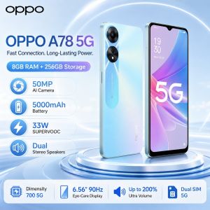 OPPO | 2026 new OPPO A78 5G Smartphone 8GB+256GB 50MP AI Camera 6.56-inch 90Hz Display 5000mAh Battery 33W Fast Charge Dual SIM