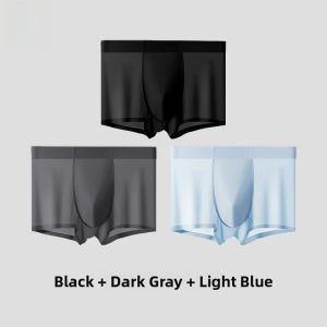 Miiow | Ice Silk Briefs For Men Breathable Antibacterial Seamless Comfortable Boxer Shorts Youth Spring Nylon Fabric Mid Waist Design