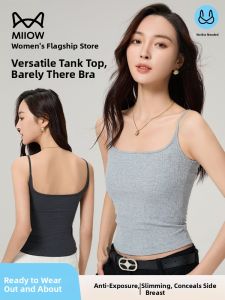 Miiow | Cat Lady Backless Camisole Womens Cotton Cami Vest With Chest Pad Slim Fit Base Layer Cover Side Breast Bra 2025 New Style