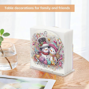 1-Piece set of Diamond-Painted tissue box with Christmas pattern can be used Repeatedly the first choice for Christmas gifts