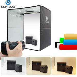 Lightdow Photo Lighting Studio Shooting Tent Box Kit 25.4cm Folding High 96 CRI Ring Light with 6 Colors Backdrops Portable