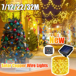 Solar Outdoor Copper Wire Fairy Lights Waterproof String Lights 8 Modes for Christmas Garden Tree Yards Party Wedding Dcoration