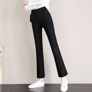 Black Sporty Micro Flared Pants Womens Autumn New Small Size Sun Protection Slimming Split Casual Thin Ice Silk Pants