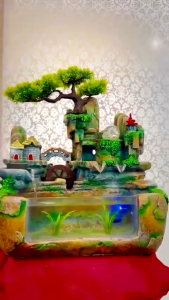 Thác nước phong thủy 2018 cỡ to Tiểu cảnh non bộ-Thác phong thủy để bàn 48x28x42cm