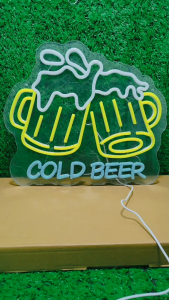 ป้ายไฟนีออน ป้ายไฟ COLD BEER ไฟประดับตกแต่ง ป้ายไฟสำรับตกแต่งหน้าร้าน ป้ายอะคริลิค