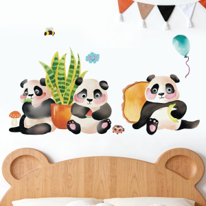 Decal dán tường trẻ em gấu trúc panda dễ thương Có keo sẵn 50*87 cm An toàn chống thấm