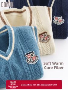 Boys Knitted Vest Autumn Winter New Style Middle Large Children College Style Sweater Jacket Boys Clothes School Uniform