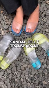 VEBLEN Sandal Flat Slides Slip On Wanita Cewek Perempuan Jelly Crystal Transparan Nyaman Kekinian