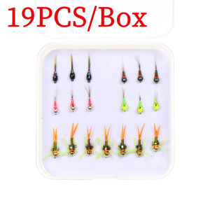ICERIO 19PCS/Box #16#18 Metal Bead Fast Sinking Wet Fly Euro Nymph Fly Trout Fishing Lures Baits