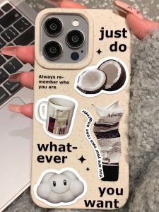 Eco-Friendly Degradable Wheat Straw Coconut Cocoa Android Phone Case Ins Cartoon Simple Cute  15Pro Max Compatible