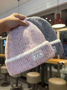 Korean Style Ins Colorful Plush Knitted Hat Womens Autumn Winter Warm Ear Protection Woolen Cap Versatile Face Slimming Cold Hat