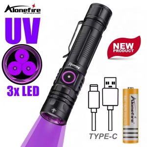 Alonefire sv143 3x36 5nm/395nm Đèn pin Led UV công suất cao Blacklight có thể sạc qua USB catdog Pet Stain tinea Keo UV chữa Bọ Cạp Đèn cây