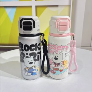 Cốc Nước Cách Nhiệt Bằng Thép Không Gỉ 316L Cốc Nước Thẳng Có Ống Hút Cốc Nước Di Động Dễ Thương Cho Trẻ Em Cốc Nước Hai Chiều