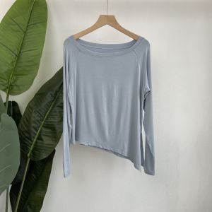 Elegant Long Sleeve Yoga T-Shirt Womens Side Knot Slit Lightweight Breathable Fitness Sportswear Top Covering Shirt