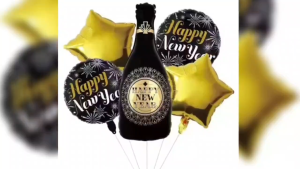 Happy New Year Balloon Set Foil Balloons Party Supplies 5in1 - Celebrate Design