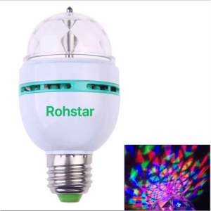 【COD&Ready】Rohstar LED 3W Sound Ctystal color Magic ball lights Rotating RGB stage light bulb E27 lamp for Bar
