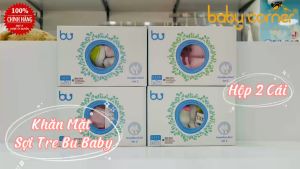 Set 2 Khăn Mặt Muslin Bu Baby Hoạ Tiết Ngẫu Nhiên Cho Bé 0M+