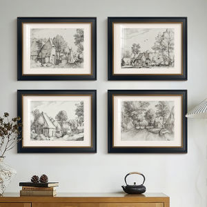 YASISHA | Vintage Sketch Landscape Wall Art for Living Room and Entryway