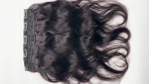 Naturl Black Brazilian Hair Machine Made Remy Hair 5 Clips In Human Hair Extensions Thicker Hair Piece  10inch-24inch