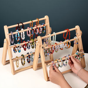 Solid wood multi-layer bracelet storage rack necklace and ankle chain trapezoidal display rack large capacity organizing rack