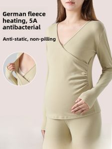 dr.domo | Pregnant Womens Autumn Thermal Underwear Set Breastfeeding Feeding Postpartum Moon Clothes Warm Sleepwear Winter Thin Model