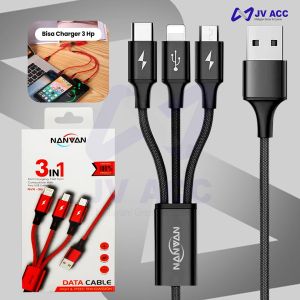 NANVAN 3IN1 KABEL DATA CHARGER FAST CHARGING 1 METER MICRO USB / TYPE C / LIGHTING USB UNIVERSAL