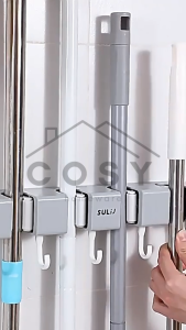 COSY Tempat Penjepit Gantungan Sapu dan Pel Estetik Multifungsi│Mop Broom Holder 4 Klip  3 Klip  2 Klip dan 1 Klip│Gantungan Klip Penjepit Organizer Cantolan Sapu Pel Tanpa Bor Waterproof Tanpa Bor