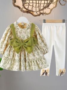 Spring Autumn Floral Girls Dress Pure Cotton Princess Skirt Childrens Clothing Casual Style Baby Girls Long Sleeve Dress