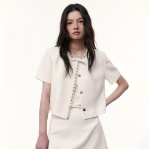 TAMMY TANGS | TAMMY TANGS Sugar Power Summer 2025 Short Sleeve Diamond Decorated Acetate Suit Jacket Womens Short Style Sweet Fashion