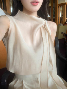 High Necked Designer Ruffled Blouse Spun Silk