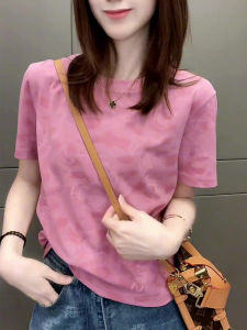 Áo Thun Nữ Tay Ngắn Cổ Tròn Màu Hồng Rộng Rãi Thời Trang Mùa Hè Cao Cấp Thoải Mái Thoáng Khí Phong Cách Đường Phố
